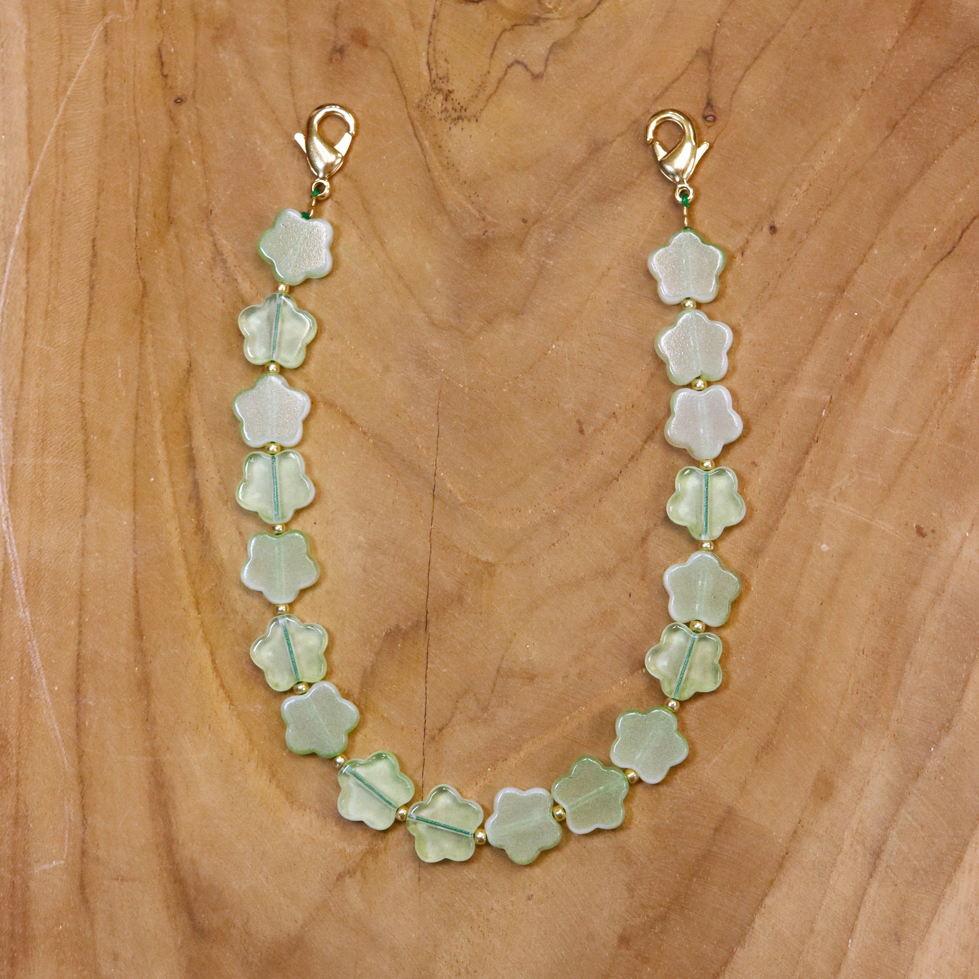 Telefoonkoord - groene bloemen goud