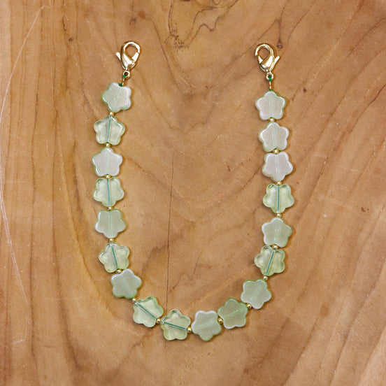 Telefoonkoord - groene bloemen goud