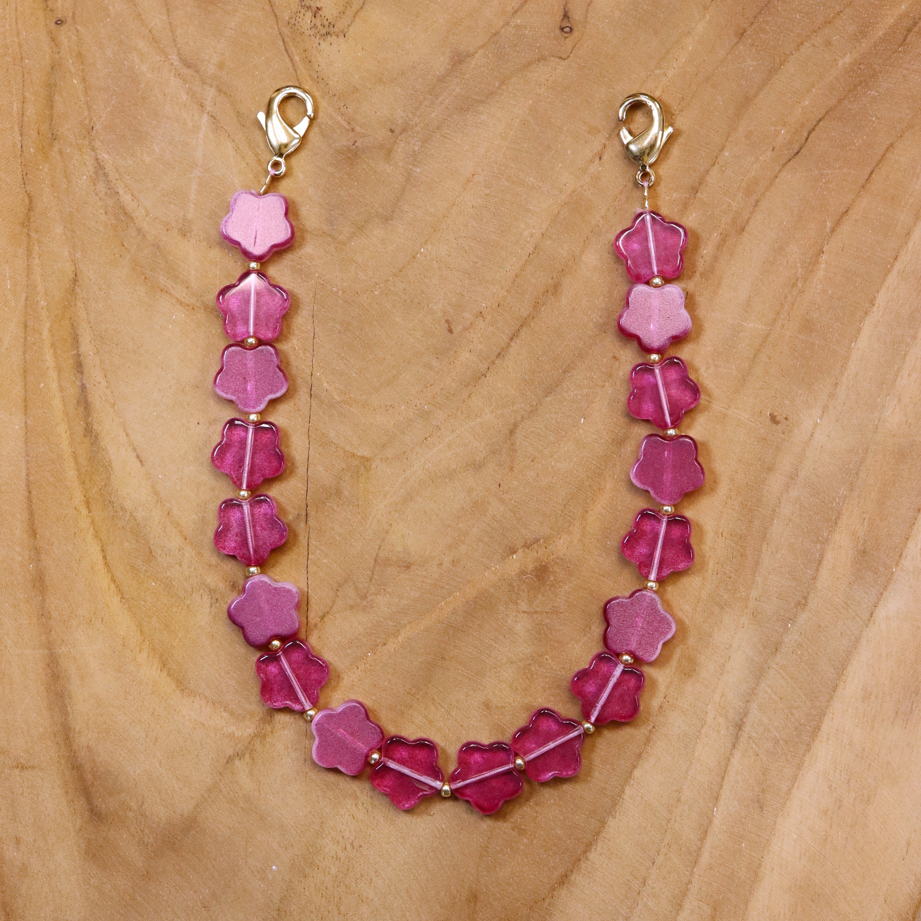 Telefoonkoord - roze bloemen goud