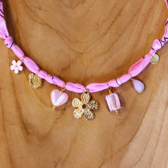 Bandana ketting - lichtroze