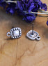 DQ silver square stud earring with print and eyelet