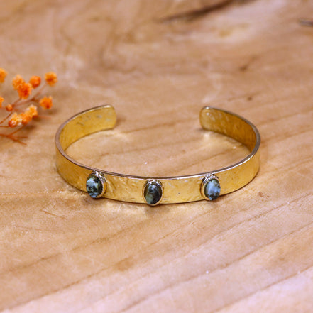 Stainless steel armband - bangle met turkoois