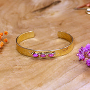 Stainless steel armband - bangle met cherry quartz