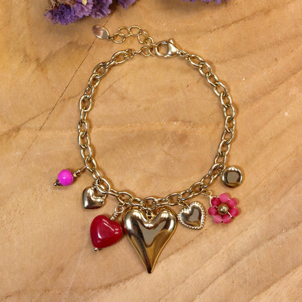 Stainless steel bracelet - with charms