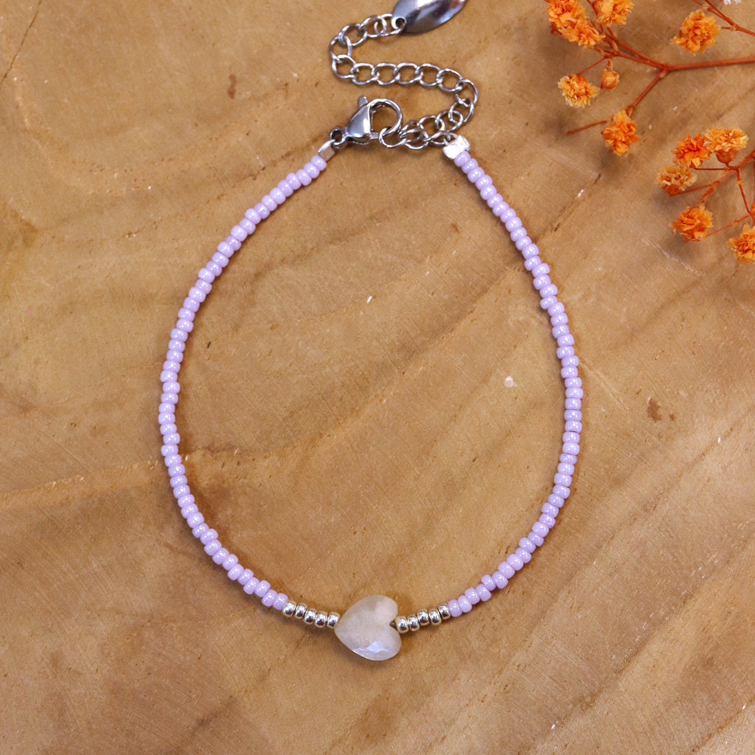 Armband lila mit Mondstein silber