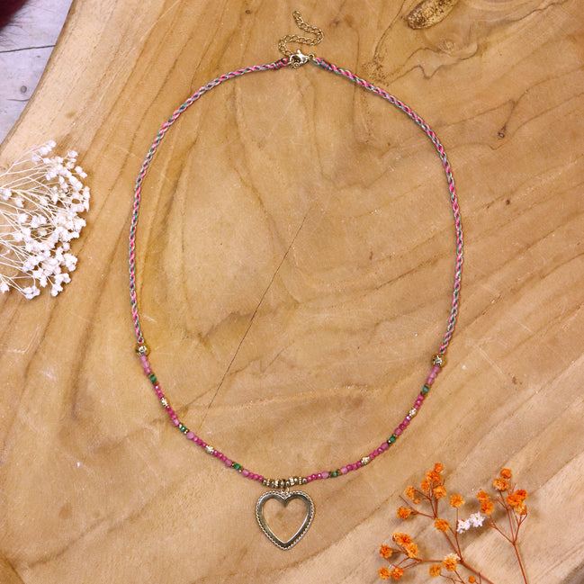 Kralenketting - met open hart en koord