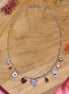 Stainless steel bedelketting - met glaskralen zilver