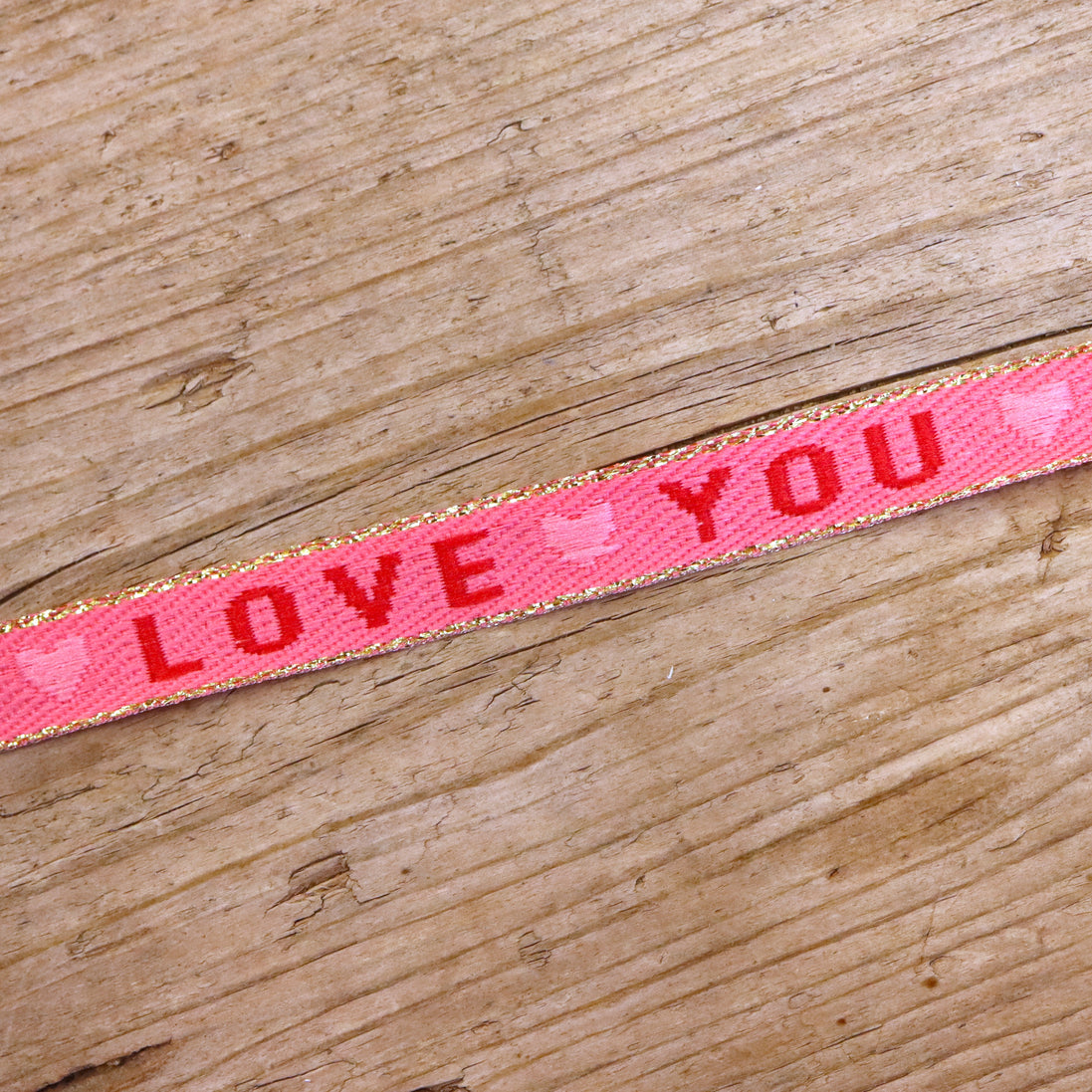 Ribbon love you with hearts pink
