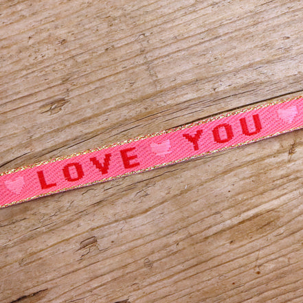 Ribbon love you with hearts pink