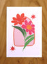 Karte - Blumen rosa und rot