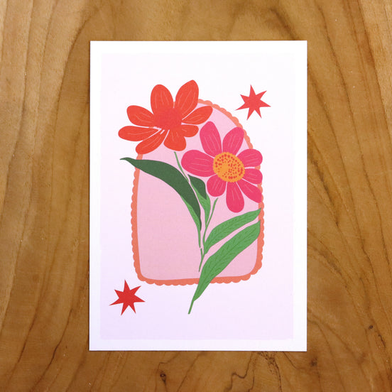 Karte - Blumen rosa und rot