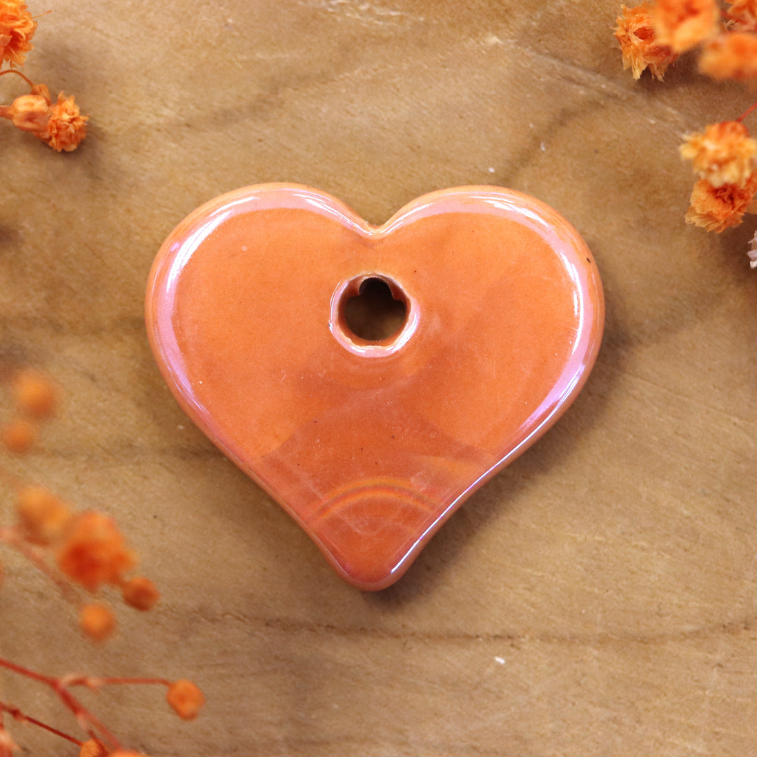 Ceramic heart - orange