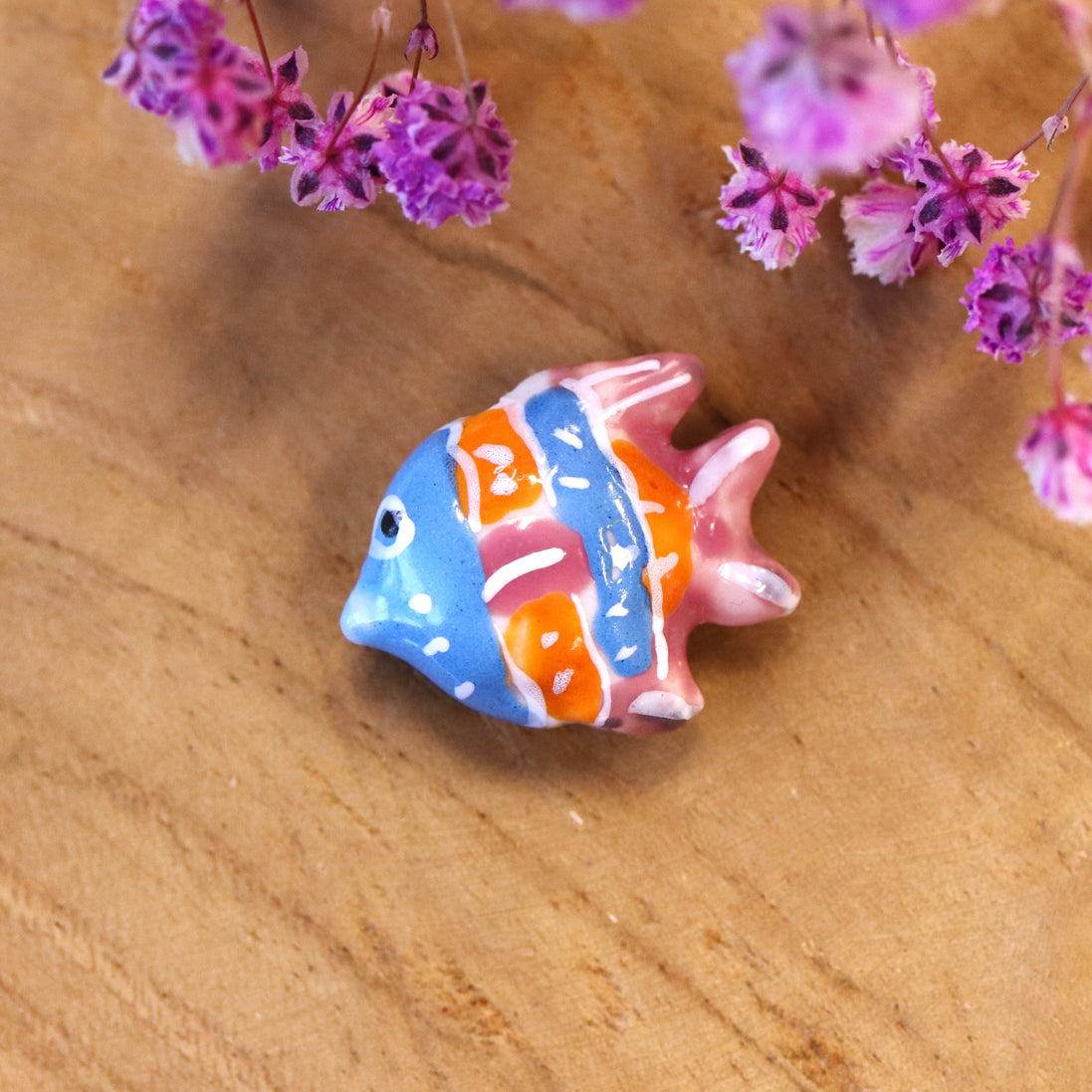 Ceramic fish - light blue pink