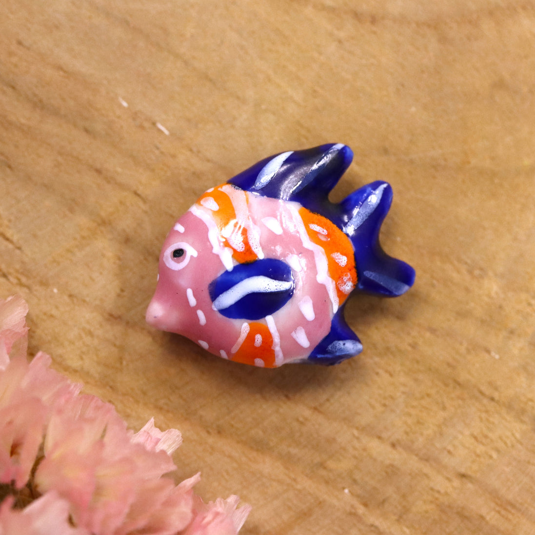 Ceramic fish - pink blue