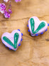 Bead purple - ceramic heart with green decoration
