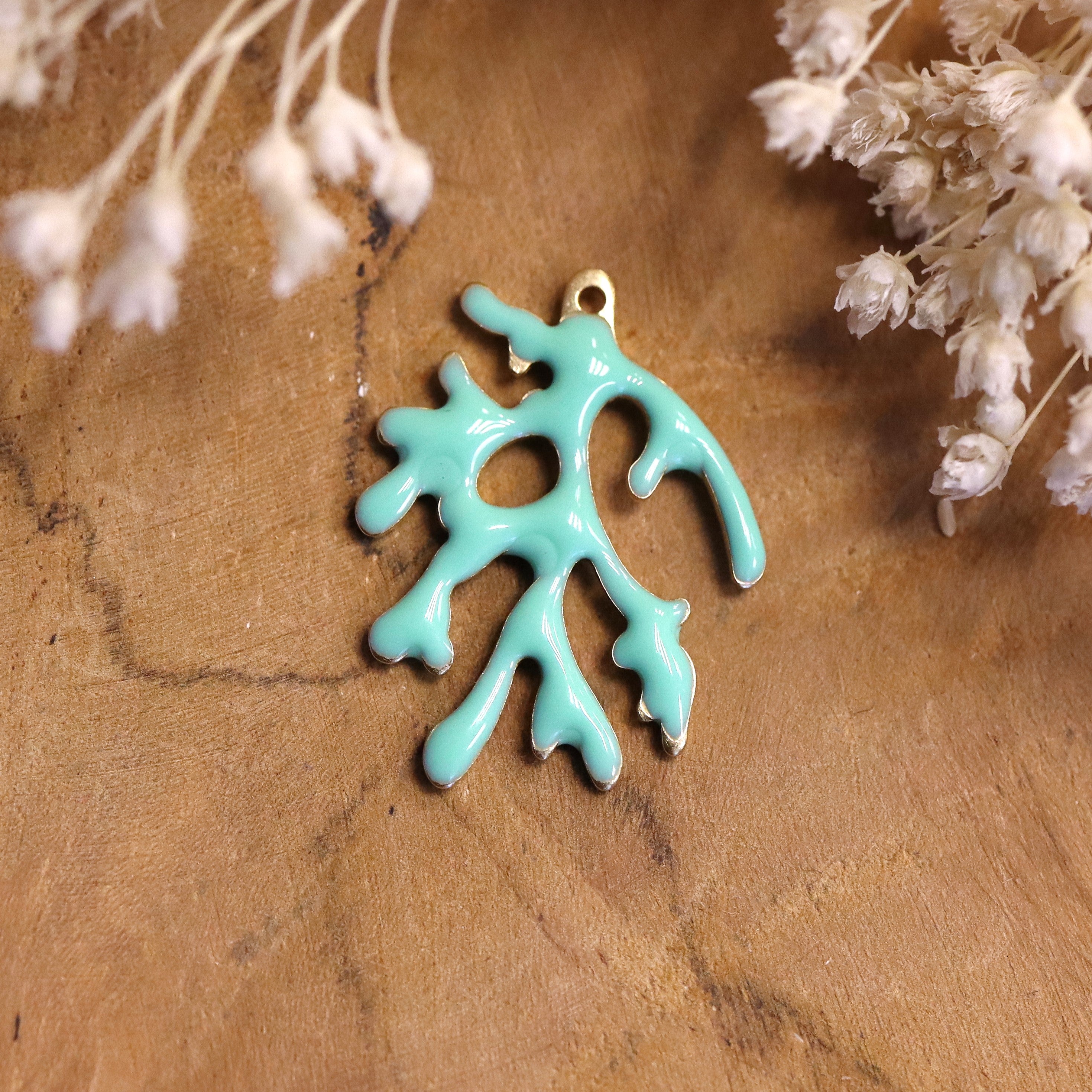 Enamel bedel - mint koraal goud