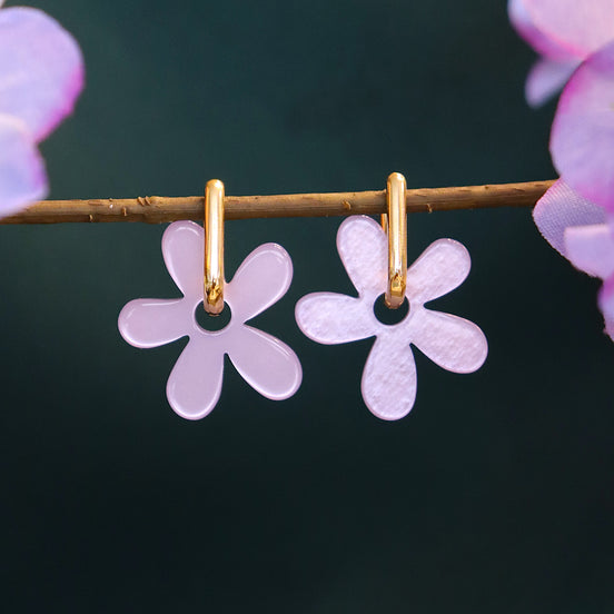 Stainless steel oorring met polaris bloem