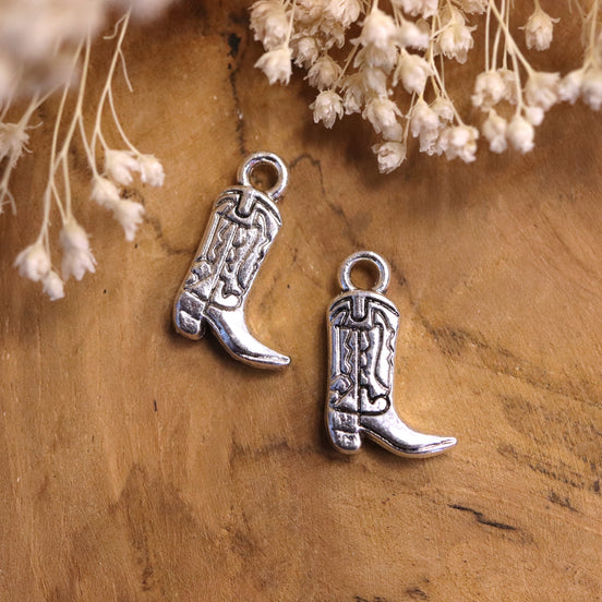 Enamel bedel - cowboylaars zilver