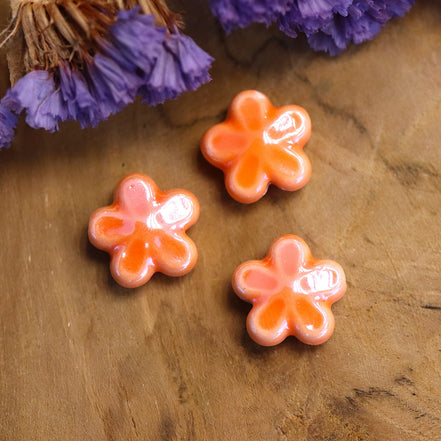 Bead orange - ceramic flower