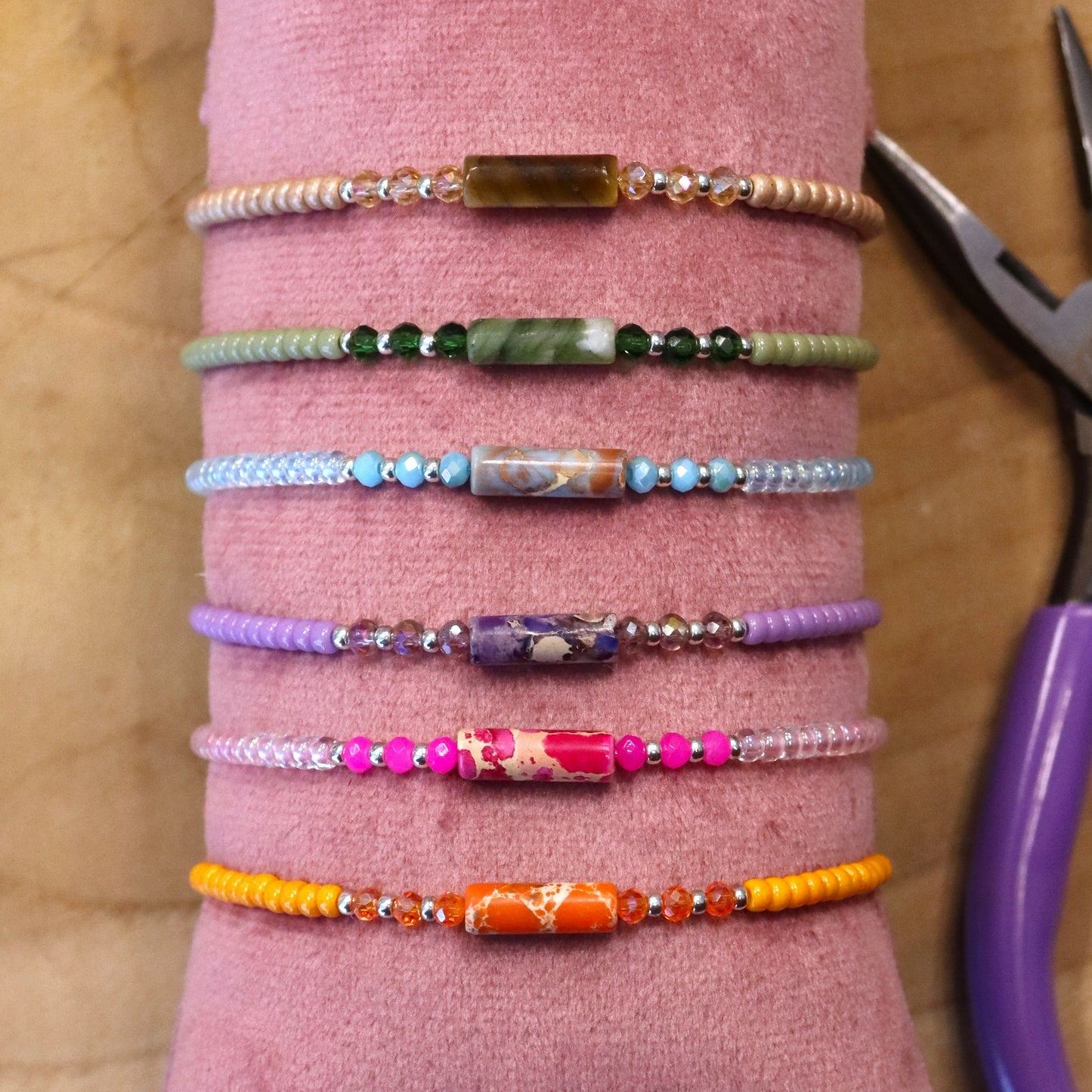 DIY-Set – Edelsteinarmband mit facettierten Silberperlen