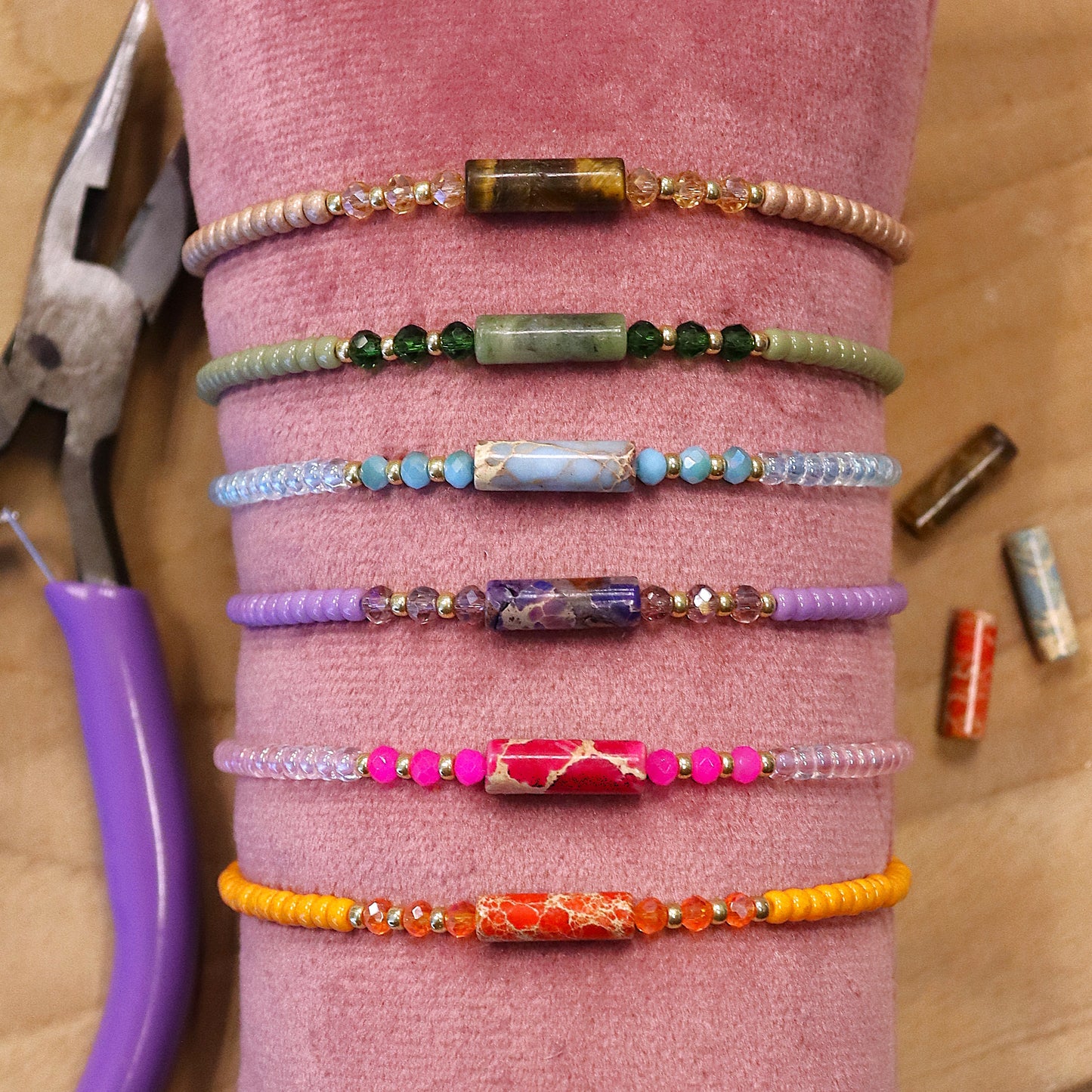 DIY-Set – Edelsteinarmband mit facettierten Goldperlen