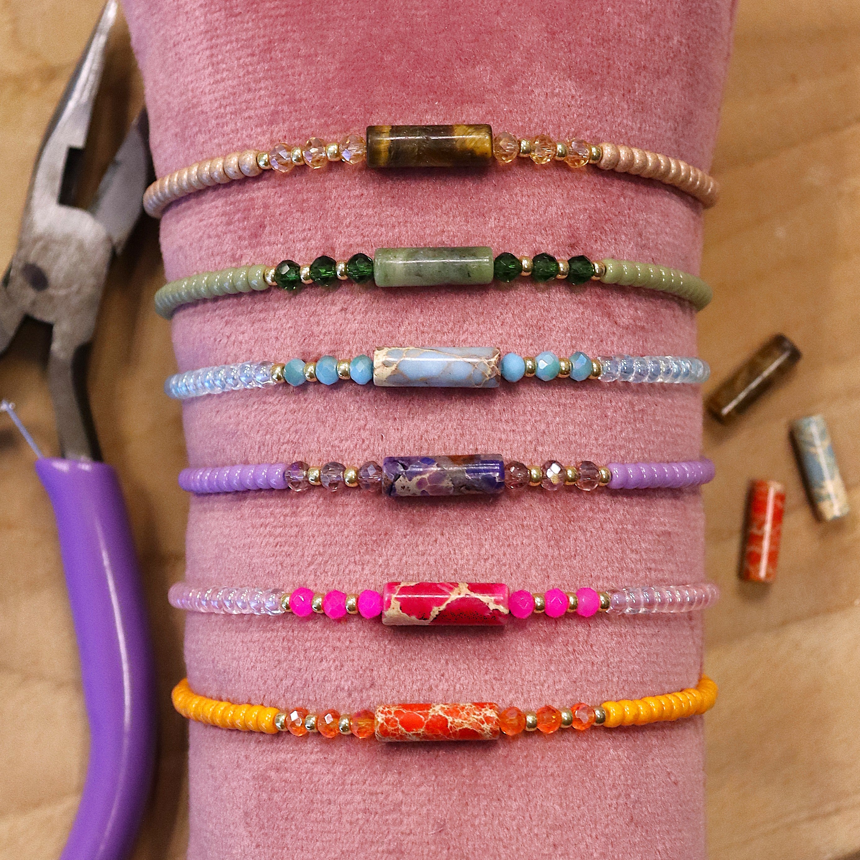 DIY pakket - edelsteen armband met facetkralen goud