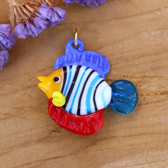 Kettingbedel - glazen vis meerkleurig