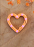 Keyring heart - orange with pink dots