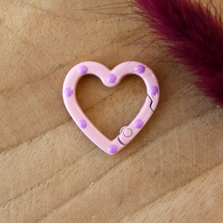 Schlüsselanhänger Herz - mauve mit lila Punkten