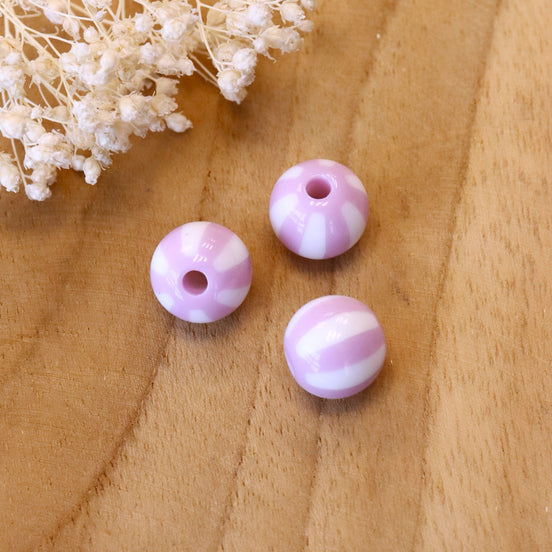 Gestreepte acryl kraal - lila