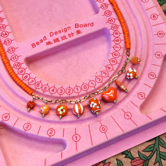 DIY pakket - Oranje ketting met glaskralen