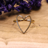 Stainless steel ring goud - open hart