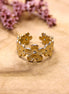 Stainless steel ring gold - flowers