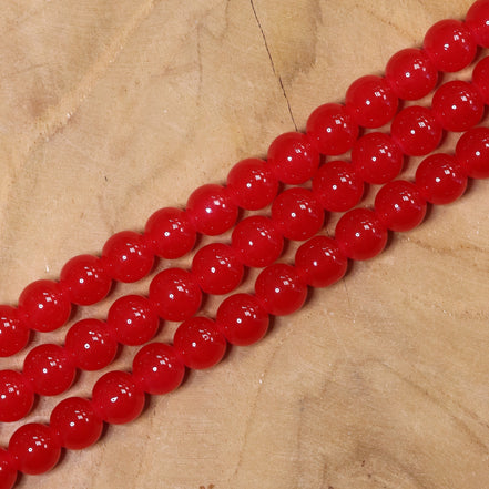 Farbige Glasperlen pro Strang - rot