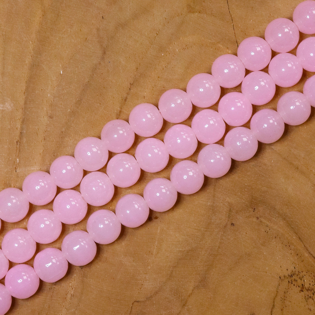 Colored Glass Beads Per Strand - Light Pink