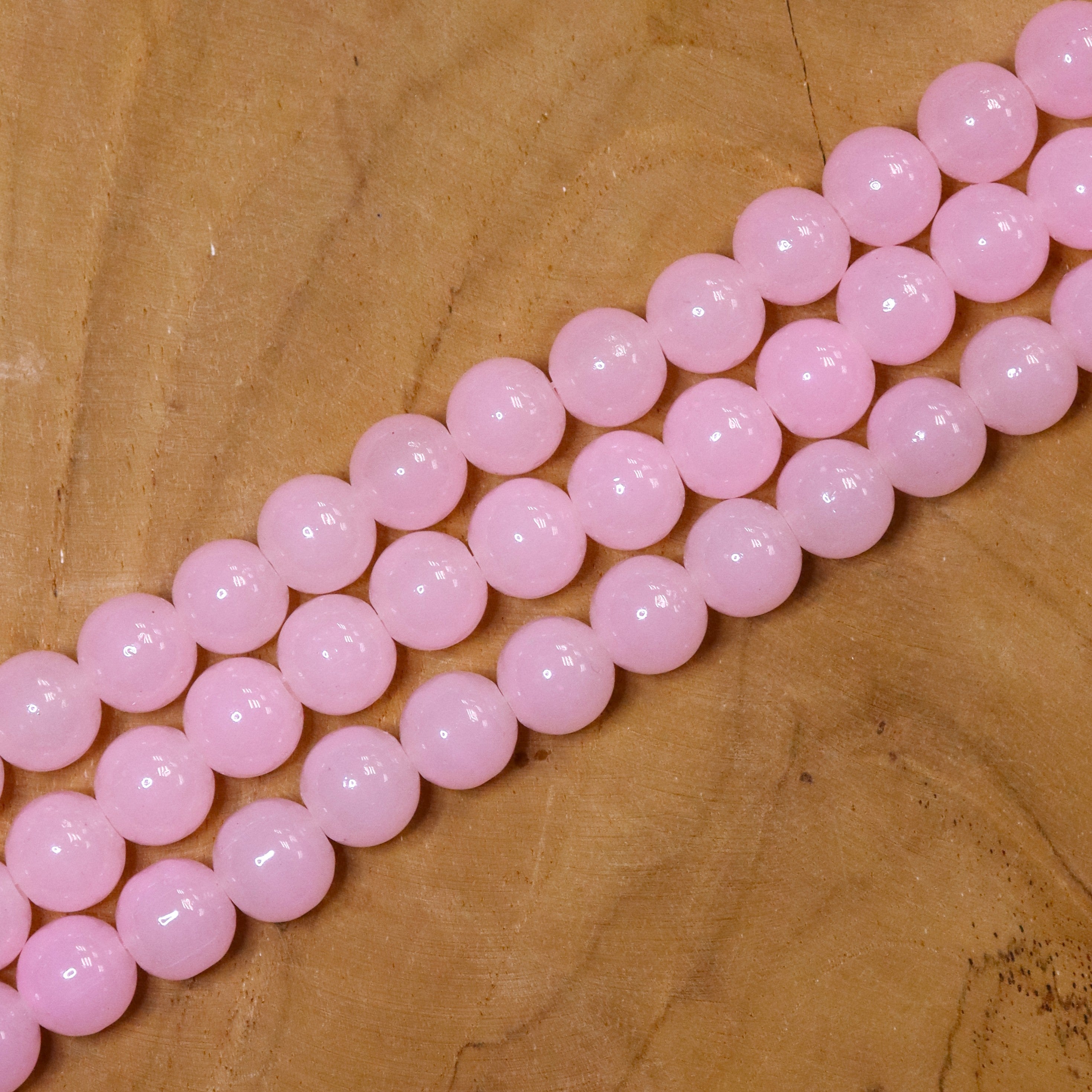 Colored Glass Beads Per Strand - Light Pink