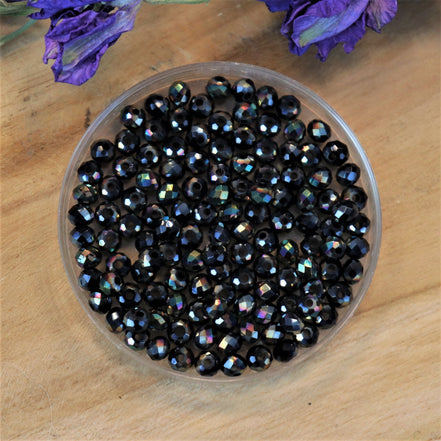 Rondel facetkralen 2x3 mm - AB jet copper