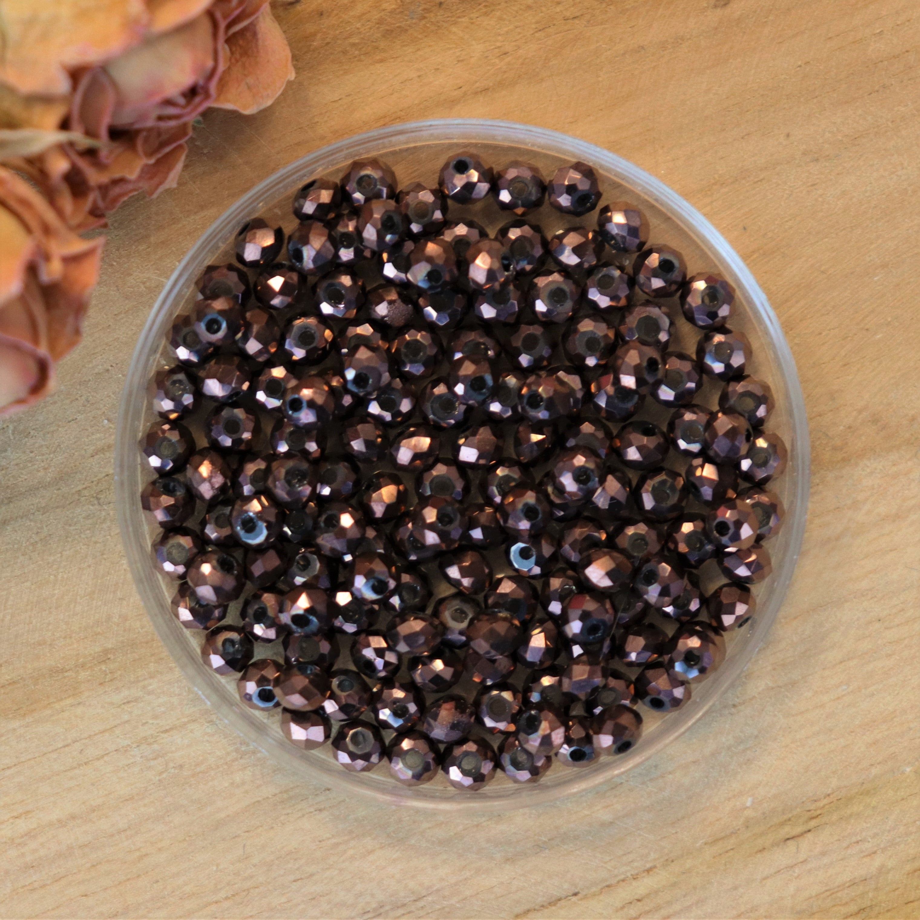 Rondel facetkralen 2x3 mm - Dark bronze