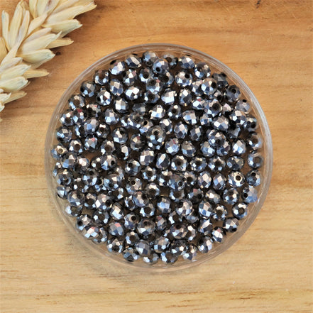 Rondel facetkralen 2x3 mm - Metallic silver