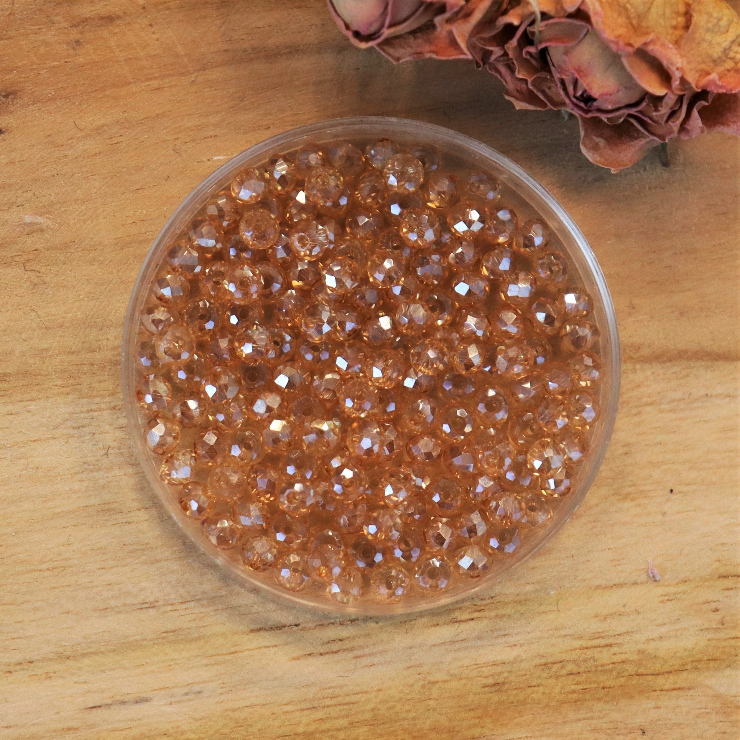 Rondel facetkralen 2x3 mm - Light topaz