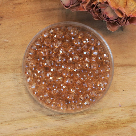 Rondel facetkralen 2x3 mm - Light topaz