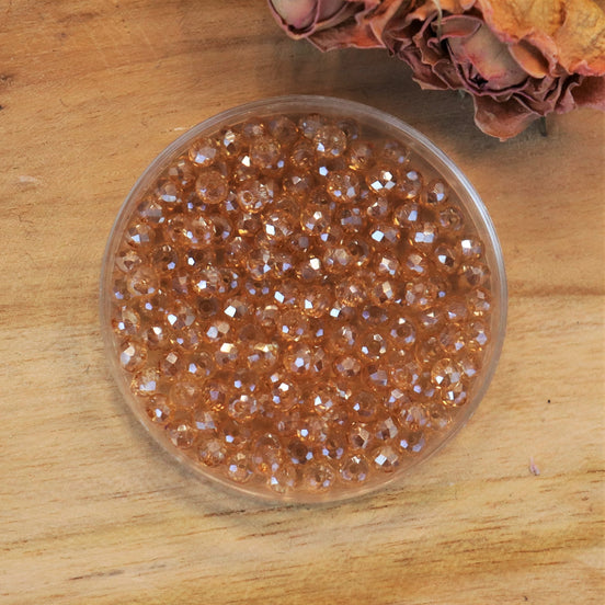 Rondel facetkralen 2x3 mm - Light topaz