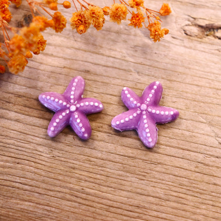 Bead purple - ceramic starfish