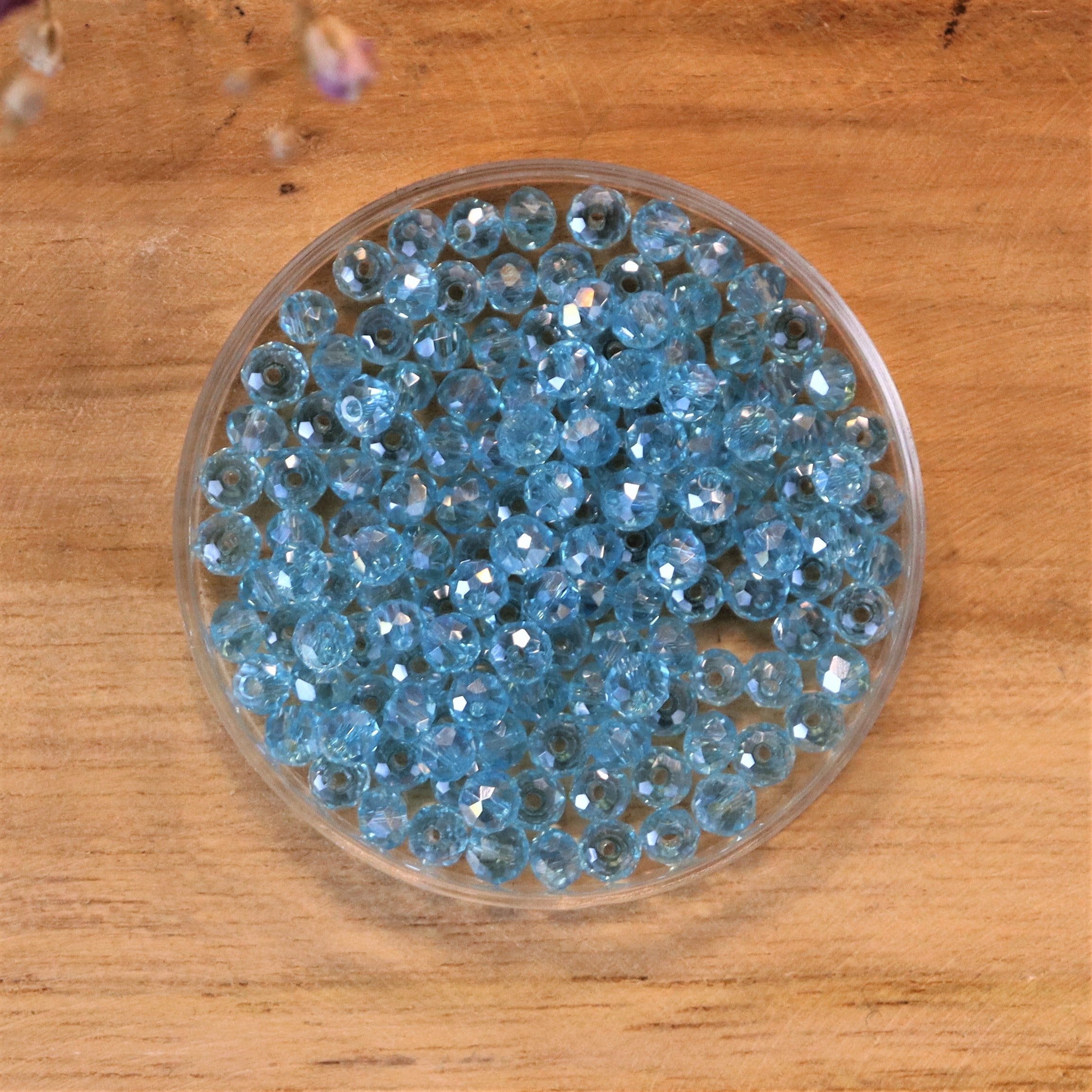 Rondel facetkralen 2x3 mm - Crystal light aqua