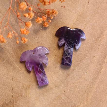 Gemstone palm tree bead - amethyst