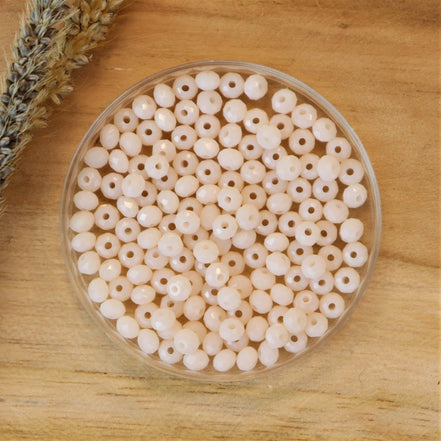Rondel facetkralen 2x3 mm - Light cream