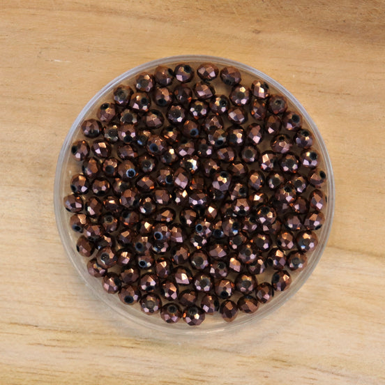 Rondel facetkralen 2x3 mm - Metallic copper