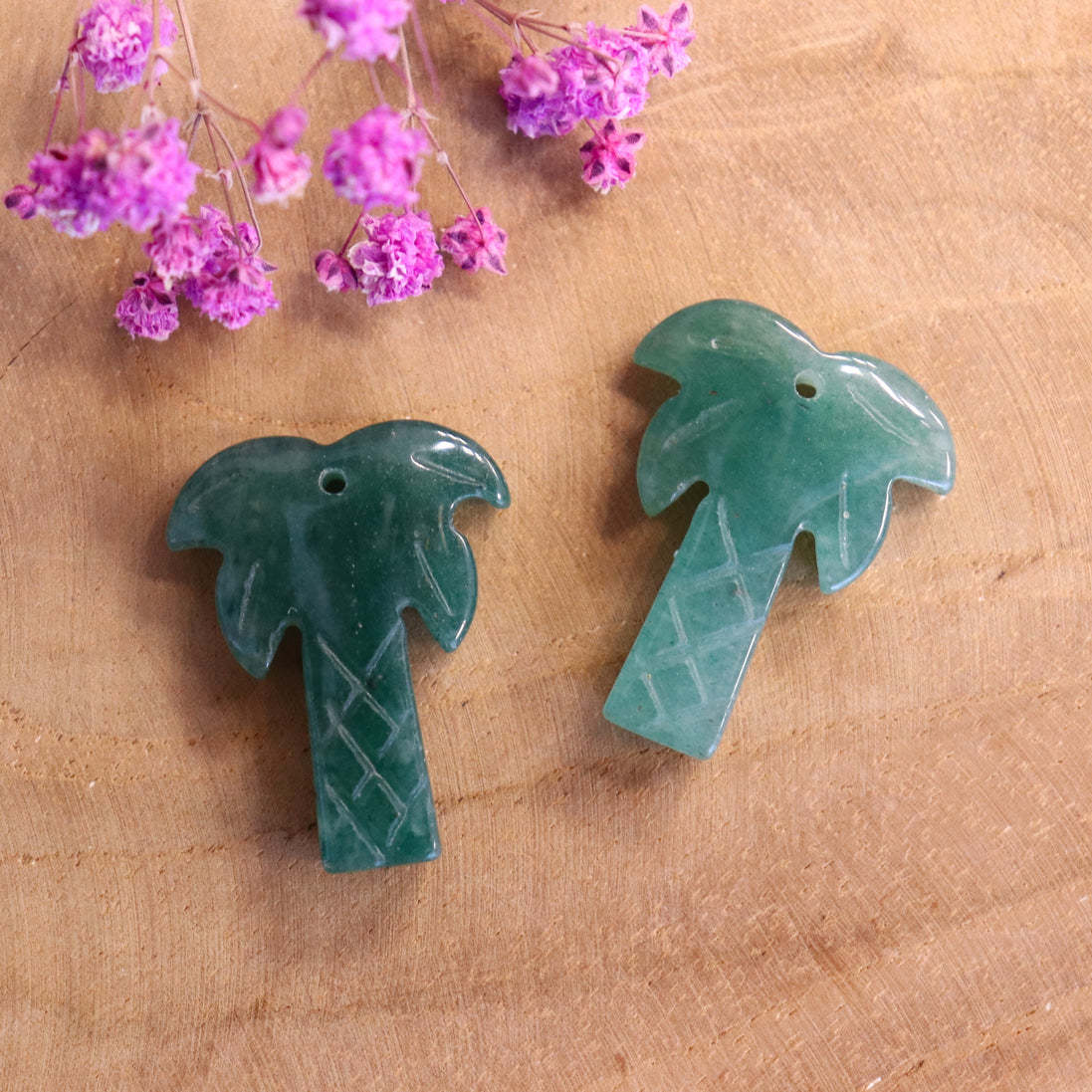 Gemstone palm tree bead - aventurine