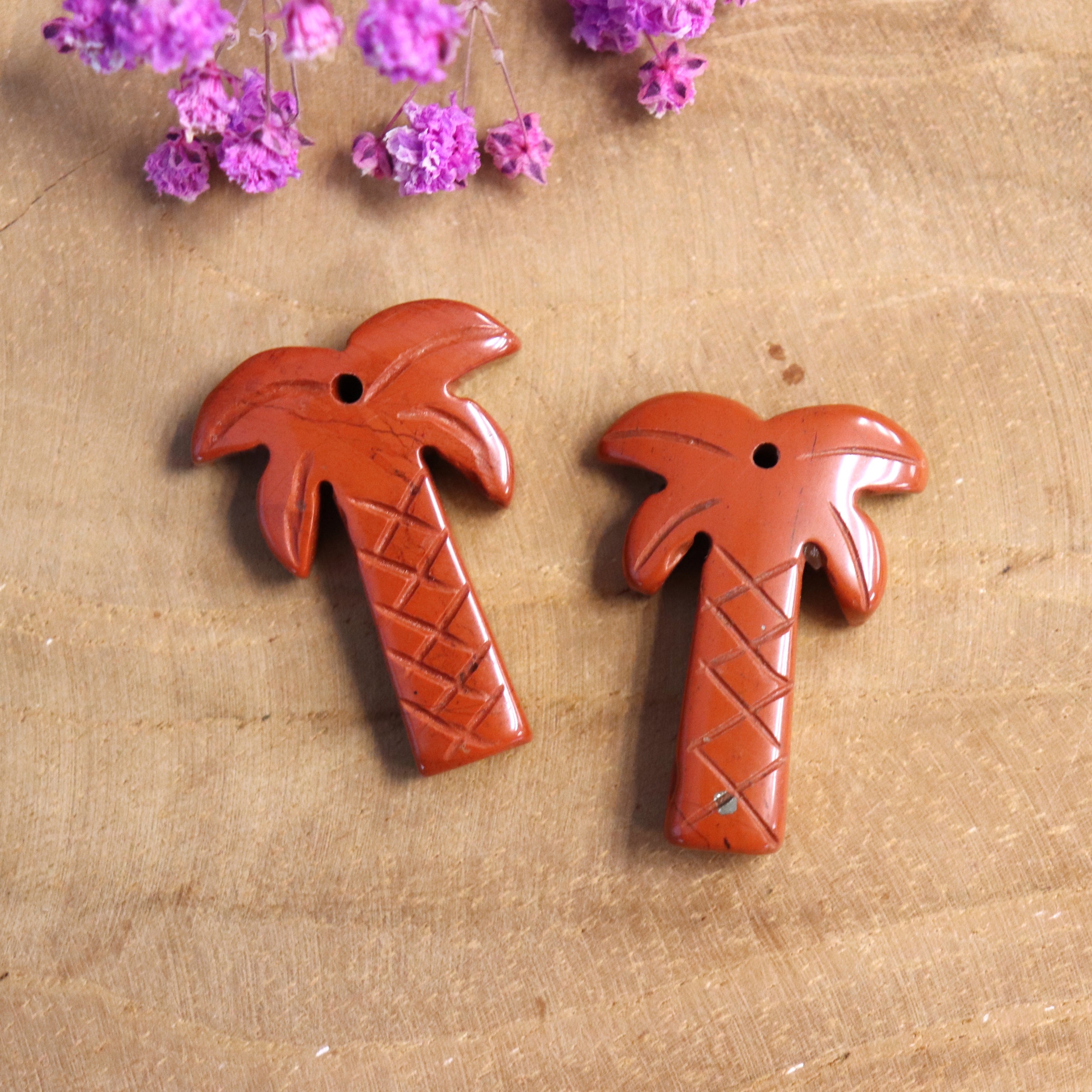 Gemstone Palm Tree Bead - Red Jasper
