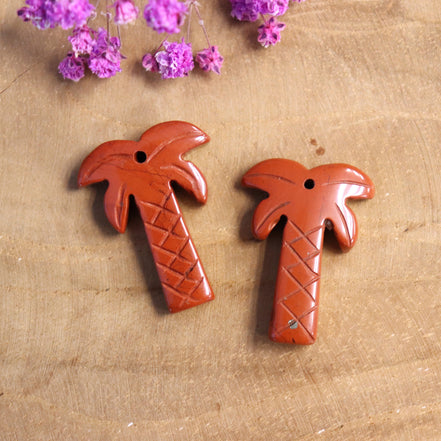 Gemstone Palm Tree Bead - Red Jasper